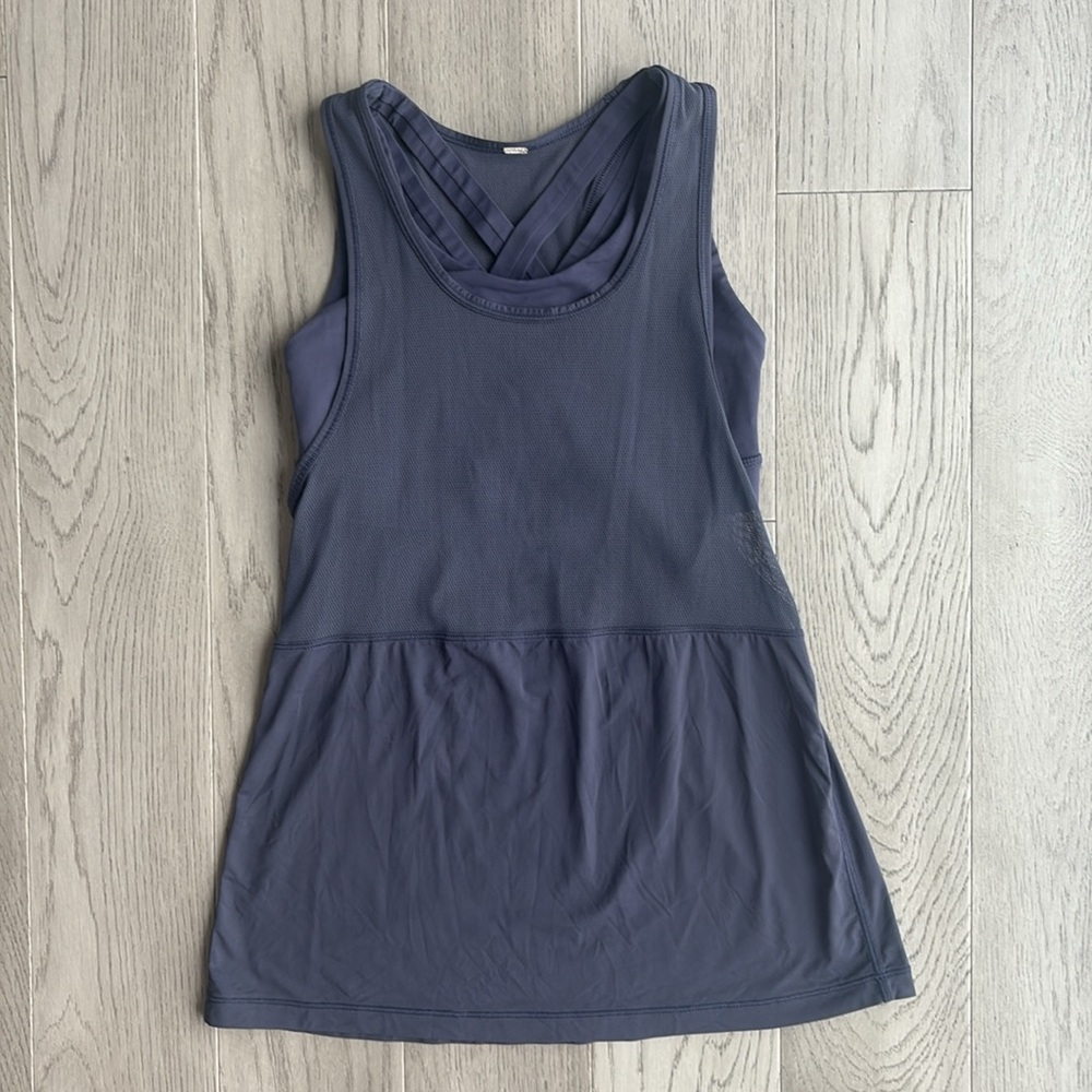 Lululemon Fast As Light 2-In-1 Tank Grey Purple Size 4 Luxtreme Light - Picture 6 of 14